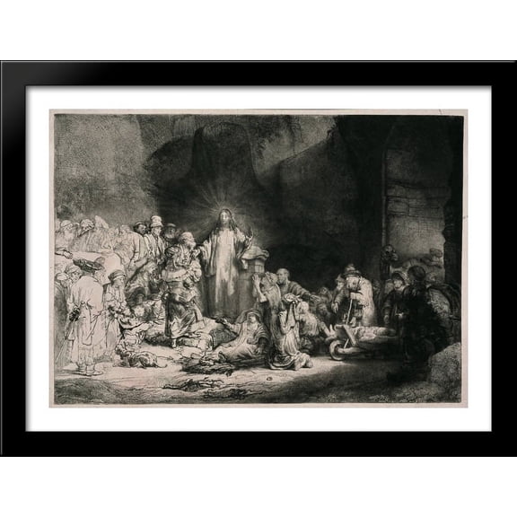 The Hundred Guilder Print 38x28 Large Black Wood Framed Print Art by Rembrandt
