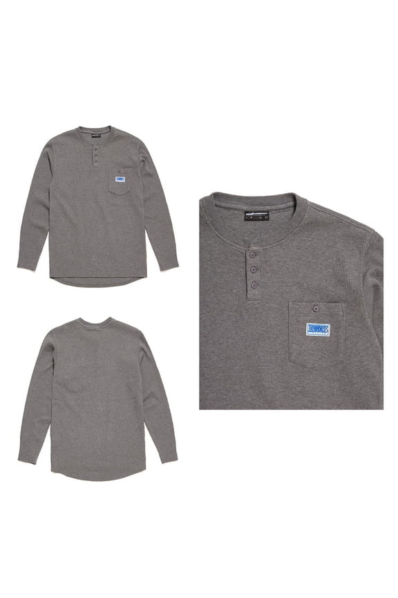 Mens Dim Long Sleeves Henley Sweatshirt,Athletic Heather,L