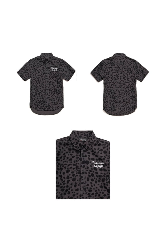 Mens Hysteric Short Sleeves Woven Shirt,Charcoal,L