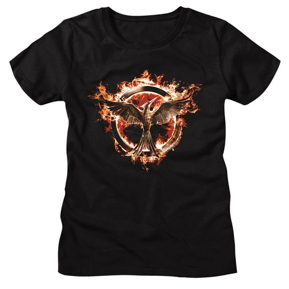 The Hunger Games Flaming Mockingjay Black Women's T-Shirt