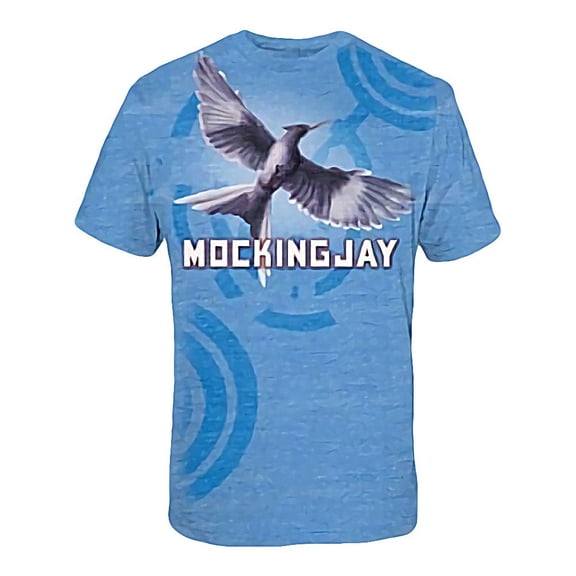 The Hunger Games Mockingjay Bookart Mens Adult In Stonewash Denim T-Shirt | XL
