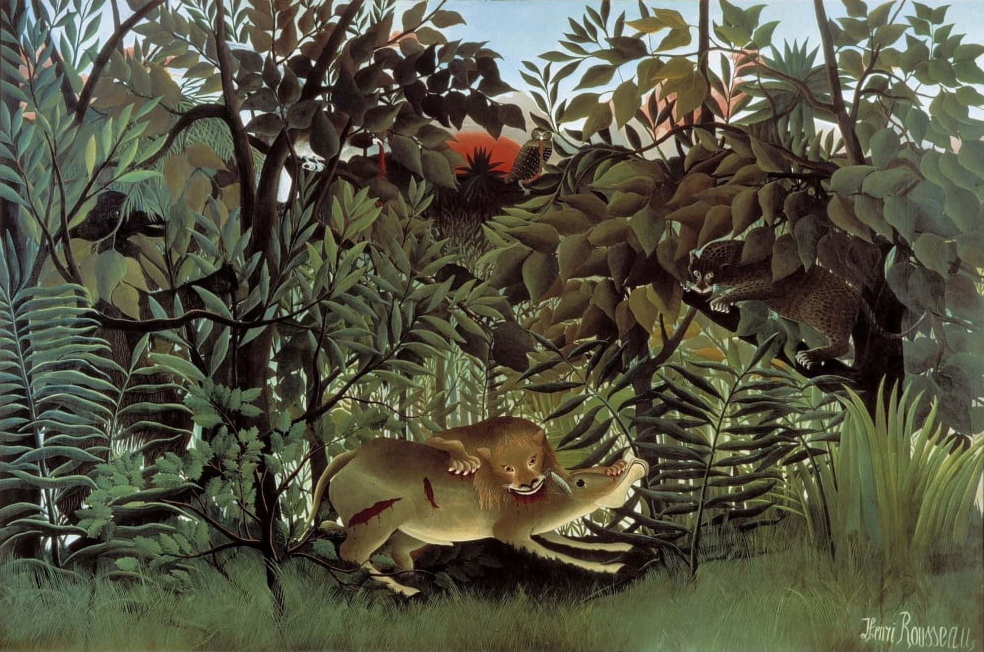 The Hungry Lion Throws itself on Antelope ex1905 Canvas Art - Henri Rousseau (18 x 24)