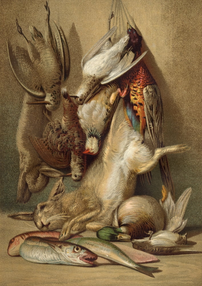 The Hunters Bag From Universal Lexicon Der Kochkunst Published 1878 Canvas Art - Ken Welsh Design Pics (24 x 34)