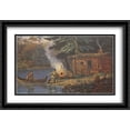 thumbnail image 1 of The Hunters Shanty 2x Matted 40x28 Large Black Ornate Framed Art Print by Currier and Ives, 1 of 2