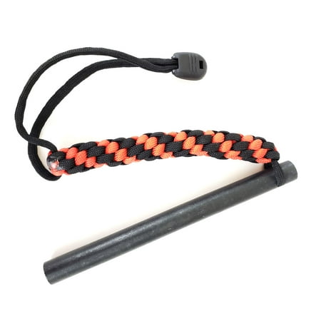 The Hurricane - Ferro Rod Fire Starter with Paracord Lanyard from Sirius Survival - Red/Black