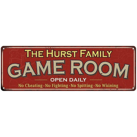 The Hurst Family Red Game Room Metal 6x18 Sign 106180038300