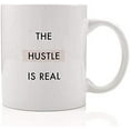 thumbnail image 1 of The Hustle Is Real Motivational Coffee Mug Gift Idea for Hardest Working Woman Birthday Graduation Christmas Job Promotion Present Female Family Friend Coworker 11oz Ceramic Cup DM0087_2, 1 of 4