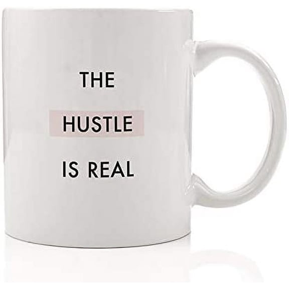 The Hustle Is Real Motivational Coffee Mug Gift Idea for Hardest Working Woman Birthday Graduation Christmas Job Promotion Present Female Family Friend Coworker 11oz Ceramic Cup DM0087_2