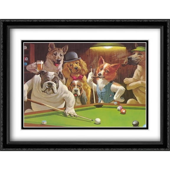 The Hustler 2x Matted 36x28 Large Black Ornate Framed Art Print by Sarnoff, Arthur