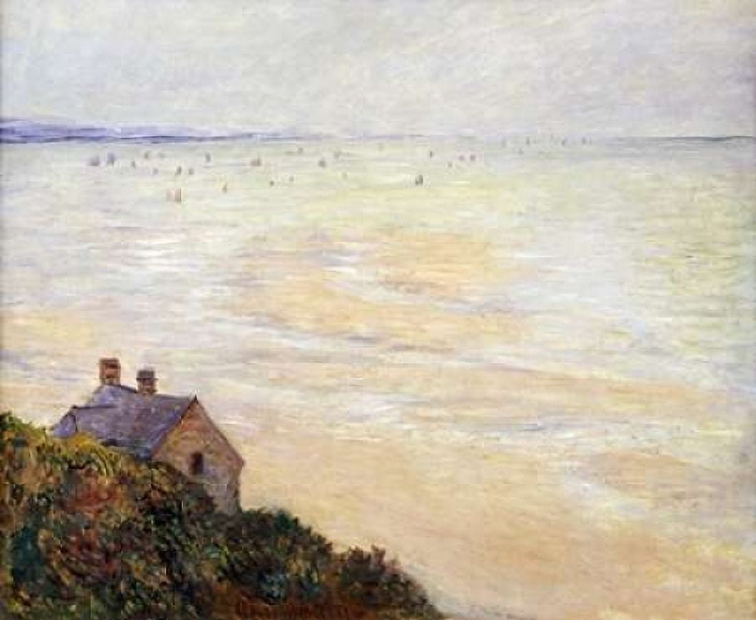 The Hut at Trouville Low Tide Canvas Art - Claude Monet (20 x 24)