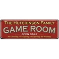 thumbnail image 1 of The Hutchinson Family Red Game Room Metal 8x24 Sign 108240038987, 1 of 1