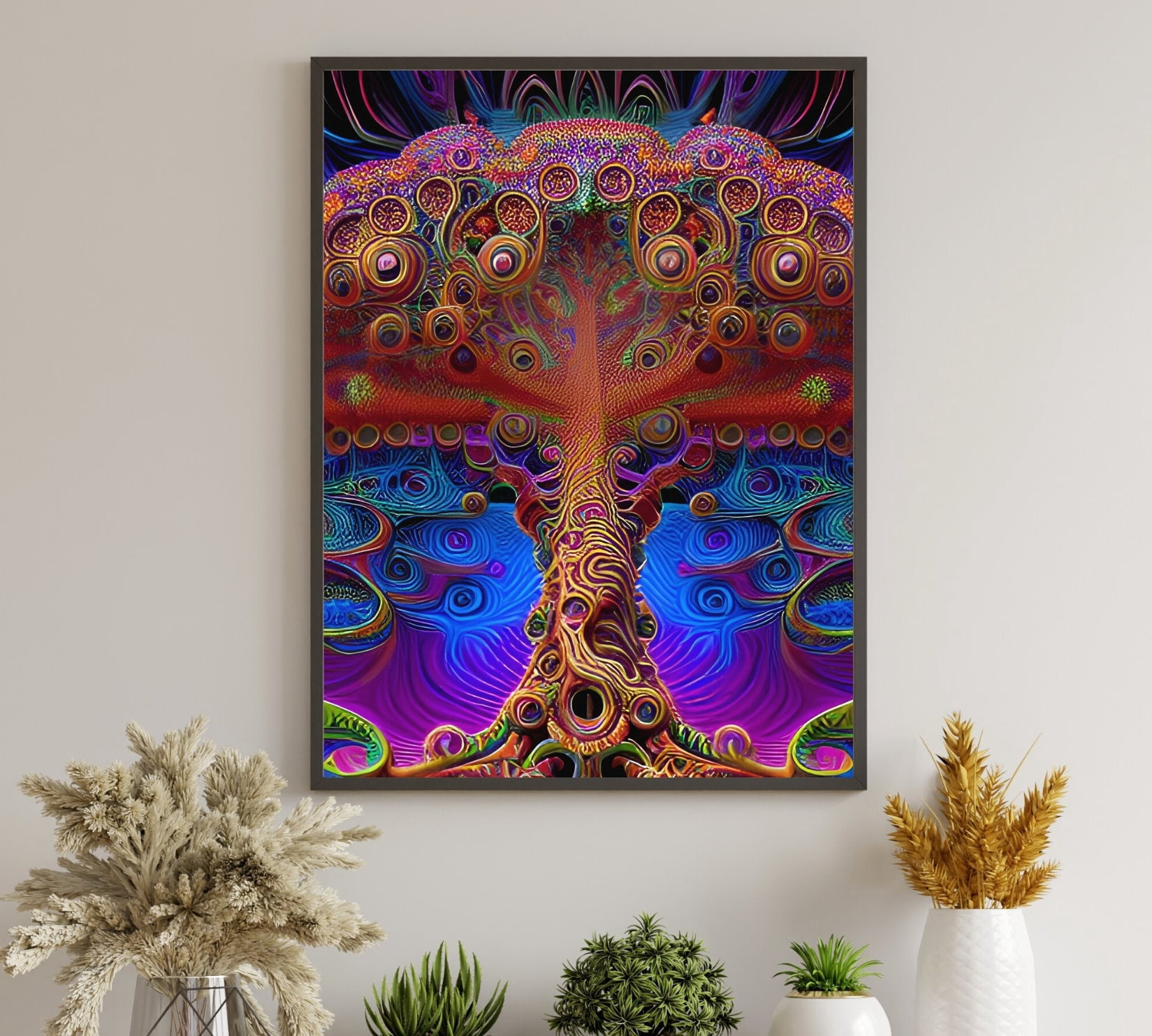 Psychedelic Tree Pattern The Hypnotic Hemlocks - Psychedelic Tree Canvas Wall Art - Walmart.com