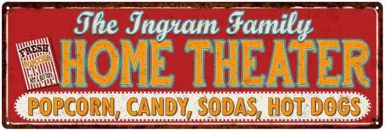 The INGRAM Family Home Theater Sign Gift 6x18 Metal Movies Decor ...