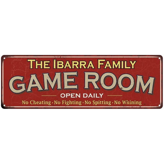 The Ibarra Family Red Game Room Metal 6x18 Sign 106180038534