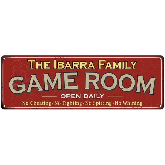 The Ibarra Family Red Game Room Metal 8x24 Sign 108240038534