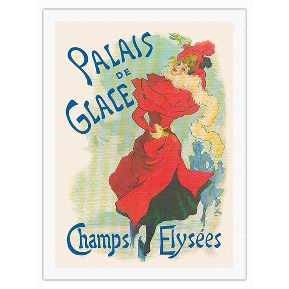 The Ice Palace (Palais de Glace) - Skating Champs Elysées Paris France - Vintage French Advertising Poster by Jules Chéret c.1893 - Bamboo Fine Art 290gsm Paper Print (Unframed) 24x32in