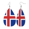 thumbnail image 1 of The Icelandic Flag Leather Teardrop Earring Lightweight Drop Earrings For Women, 1 of 6