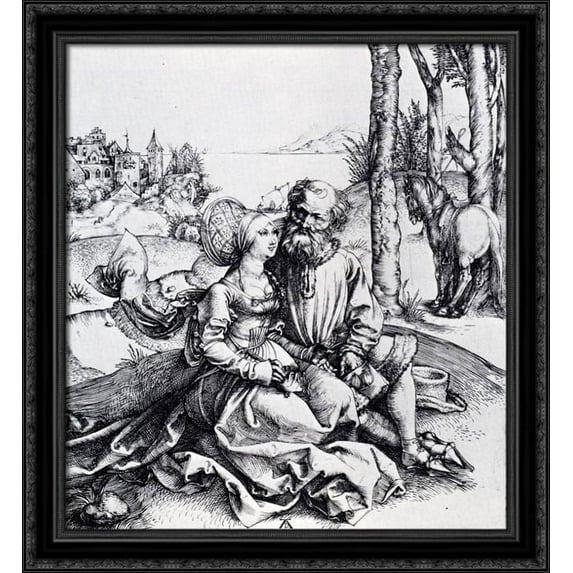The Ill-Assorted Couple 28x30 Large Black Ornate Wood Framed Canvas Art by Albrecht Durer