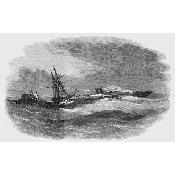 The Illustrated London News Etching From 1854. Ship Wrecks Off The Katscha Following A Hurricane During The Crimean War by John Short /