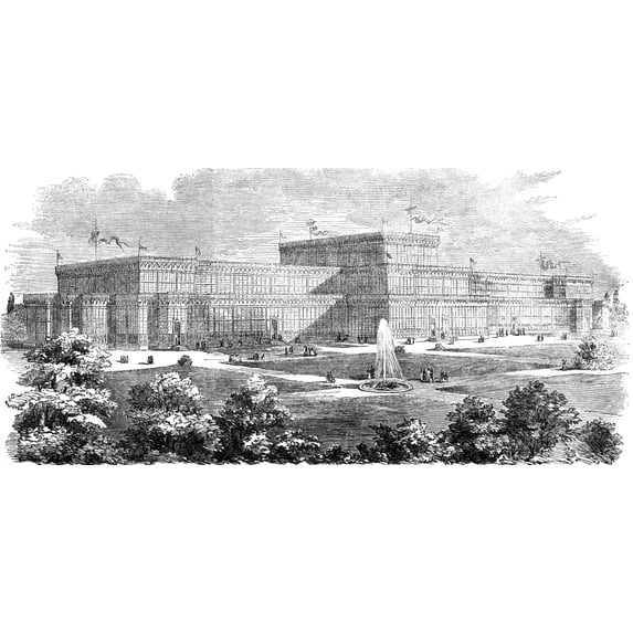 The Illustrated London News Etching From 1854. The Industrial Exhibition In Munich by John Short / Design Pics (21 x 10)