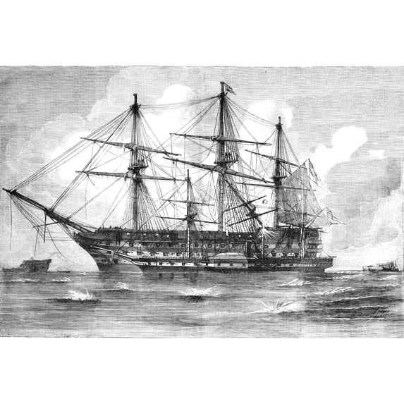 The Illustrated London News Etching From 1854the Trafalgar And Retribution At The Siege Of Sebastapol by John Short / Design Pics