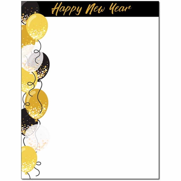 The Image Shop - Happy New Year Letterhead - 100 Pack - 8.5 x 11 Inch Printable Letterhead - Laser and Inkjet Printer Compatible (OLH844100)
