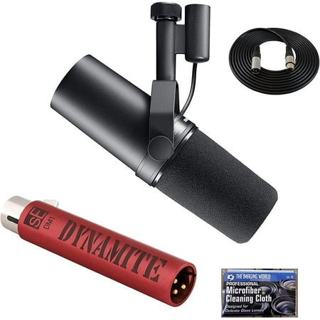 Shure SM7B Vocal Microphone with SE Electronics Dynamite Active Inline Preamplifier and Extra 10' XLR Cable Bundle