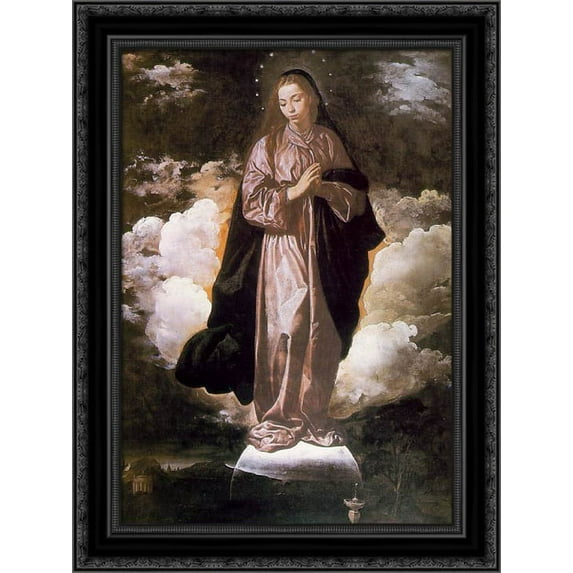 The Immaculate Conception 20x24 Black Ornate Wood Framed Canvas Art by Velazquez, Diego Rodriguez de Silva