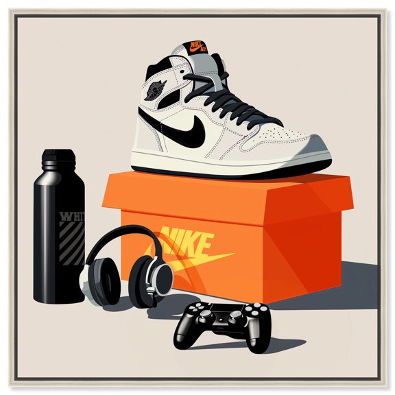The Important Sneaker Accessories Canvas Sneaker Posters by Art Remedy, Silver Frame, 40 x 40