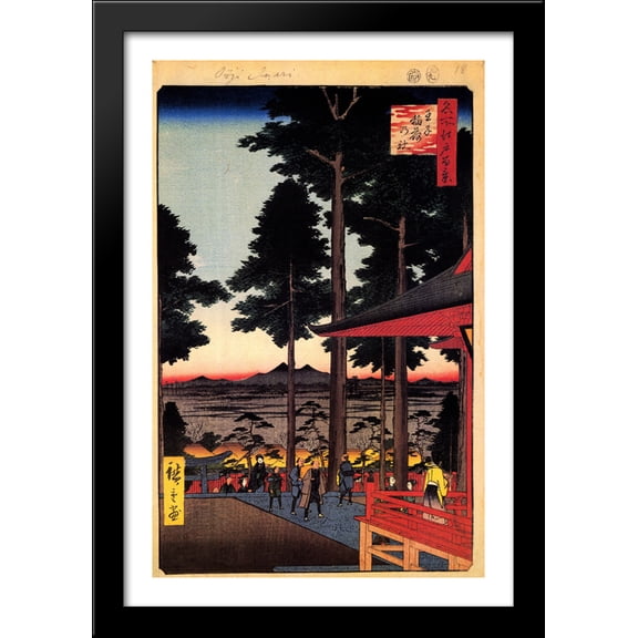The Inari Shrine at Oji 28x40 Large Black Wood Framed Print Art by Hiroshige