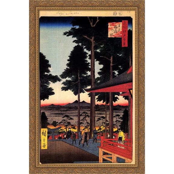 The Inari Shrine at Oji 28x40 Large Gold Ornate Wood Framed Canvas Art by Hiroshige