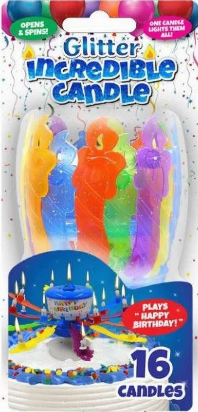 The Incredible Birthday Candles or Cake Toppers Glitter Candle (Pack