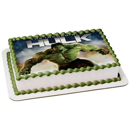 The Incredible Hulk Angry Birthday Edible Image Cake Topper By TNCT For Quarter Sheet Cake