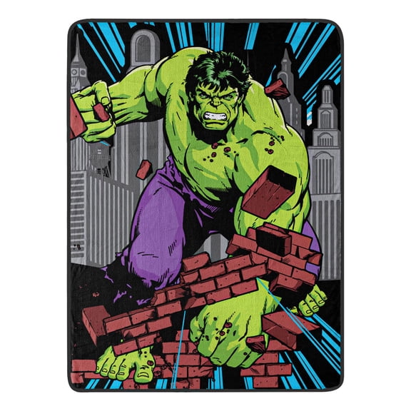 The Incredible Hulk Breaking Bricks Micro Raschel Throw Blanket 46x60