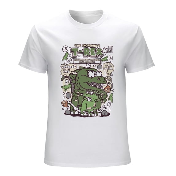The Incredible TRex Vintage T-shirt Mens Cotton Classic Crewneck Short Sleeve Tees Unisex White S