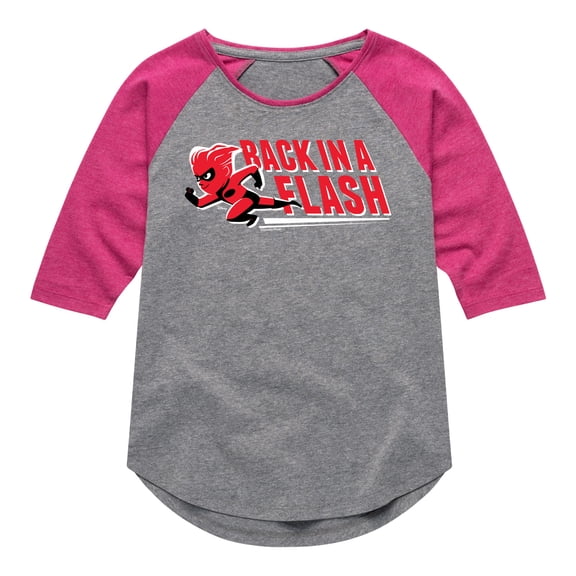 The Incredibles - Back In A Flash - Toddler and Youth Girls Raglan Graphic T-Shirt