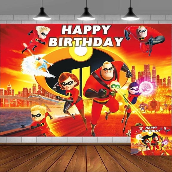 The Incredibles Backdrop Banner Party Supplies Poster Movie Theme Background for Photography Birthday Decorations