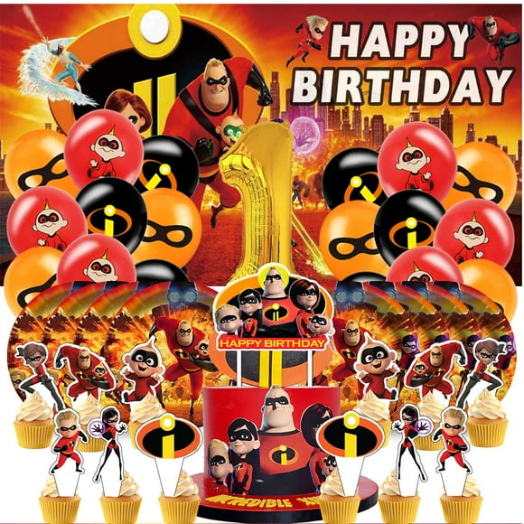 The Incredibles Balloons Party Supplies 1st Decor Tableware Birthday Cake Topper Decorations Banner Backdrop