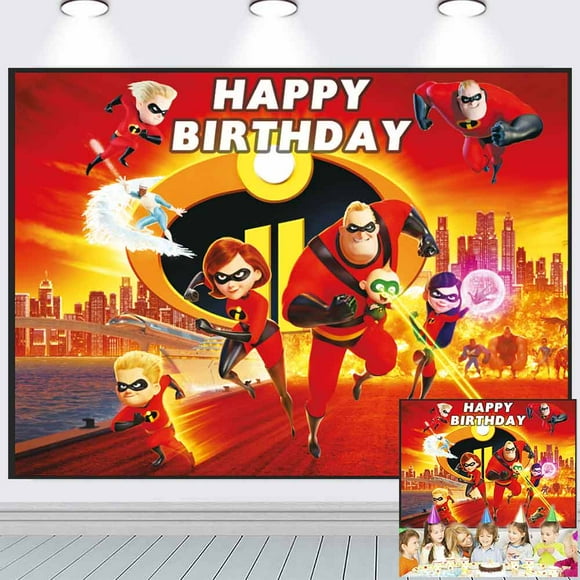 The Incredibles Birthday Banner Backdrop Background Taspestry Post Wall Decor Party Supplies