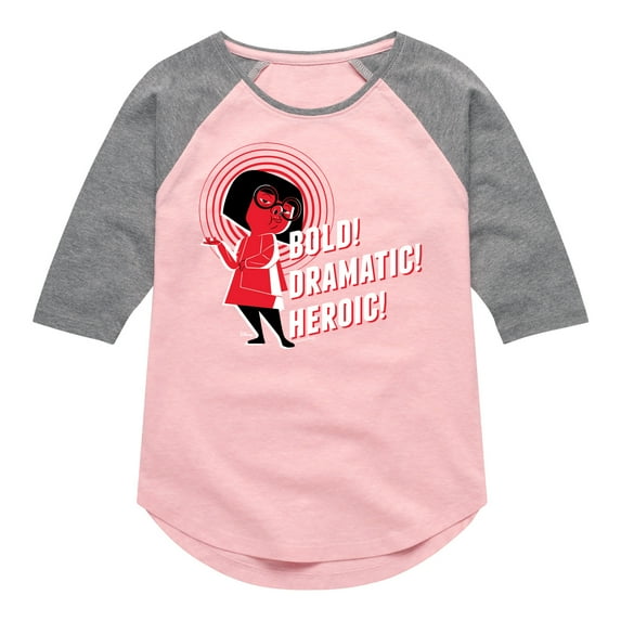 The Incredibles - Bold Dramatic Heroic - Toddler and Youth Girls Raglan Graphic T-Shirt