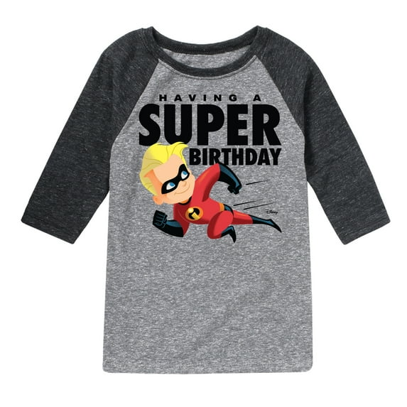 The Incredibles - Having A Super Birthday Dash - Toddler & Youth Raglan Graphic T-Shirt