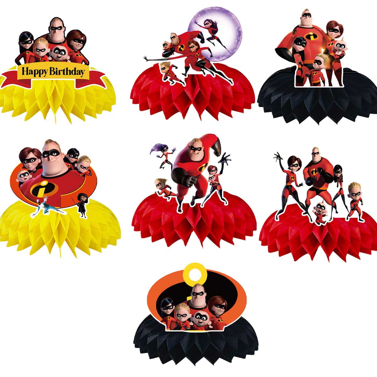 The Incredibles Honeycomb Centerpieces Table Toppers Decorations for Birthday Party Decor Supplies Photo Props