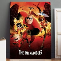 The Incredibles Movie Poster Printed on Canvas (5" x 7") Wall Art - High Quality Print, Ready to Hang - For Home Theater, Living Room, Bedroom Decor