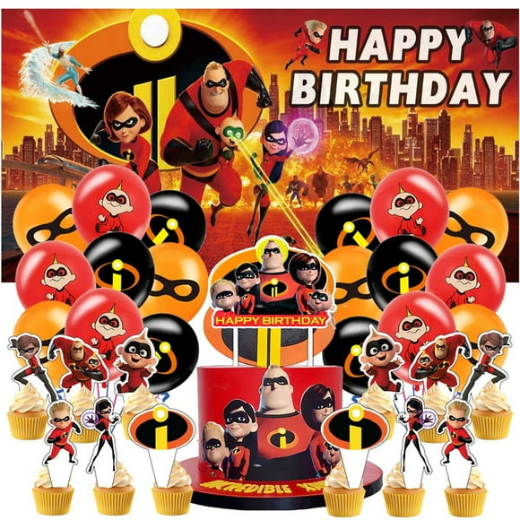 The Incredibles Party Decor Set Latex Balloons Supplies Decorations Kit Banner Backdrop Cake Topper