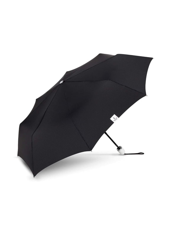 Matte Black TPR White Grip Compact Manual Umbrella