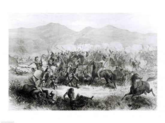 The Indian Battle and Massacre near Fort Philip Kearney Canvas Art - (36 x 24)