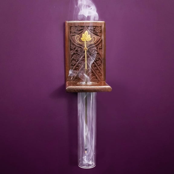 The Indian Rose - Maitri- Handcrafted with Intricate Carving and Brass Inlay Unique Inverse Incense Stick Holder for Spa, Meditation, Home Decor