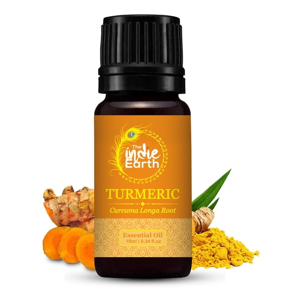 The Indie Earth 100% Pure & Undiluted Turmeric Essential Oil for DIY and Skin Care, For Muscle Relaxation, Dry Skin and Skin Brightening - Directly Sourced From INDIA 10 ml