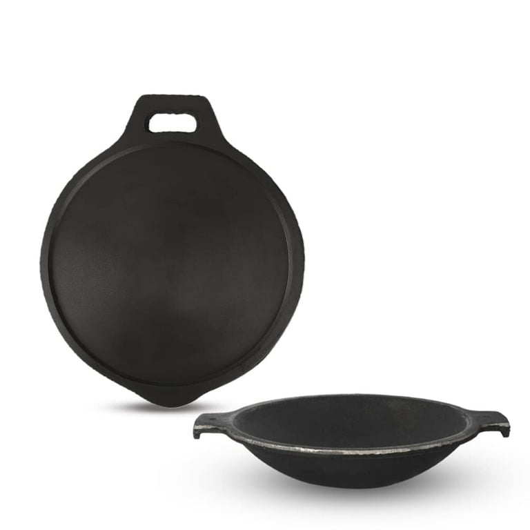 The Indus Valley Pre-Seasoned Cast Iron Breakfast Combo Set - (Super Smooth  Tawa 28 cms + Appam Pan 23 cms) Cookware Set | Healthy Cooking | Gas Compa