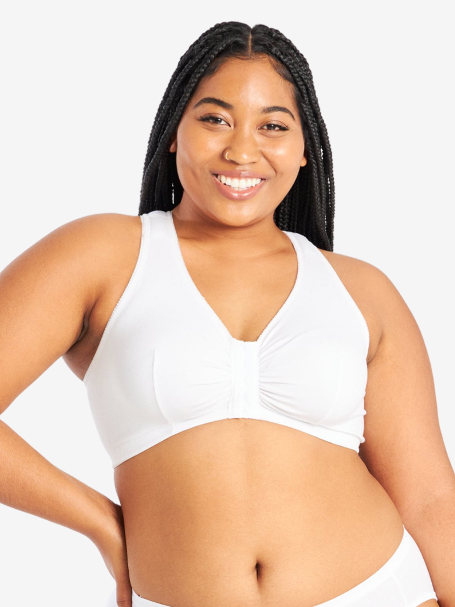 Leading Lady, The Indy, Unpadded Wireless Bra, Lace Racerback, Front Close, Light Support, Comfort, Breathable Cotton Bra (Women's & Women's Plus)